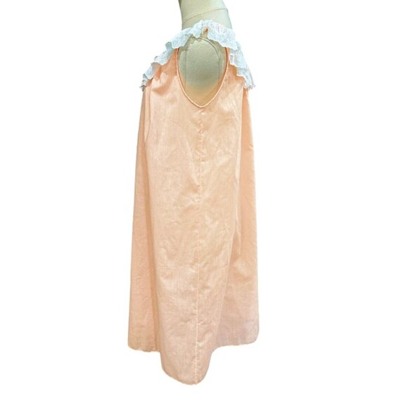 VTG Komar Sleeveless Nightgown SMALL Peach White Embroidered Scalloped Neckline - Picture 6 of 9